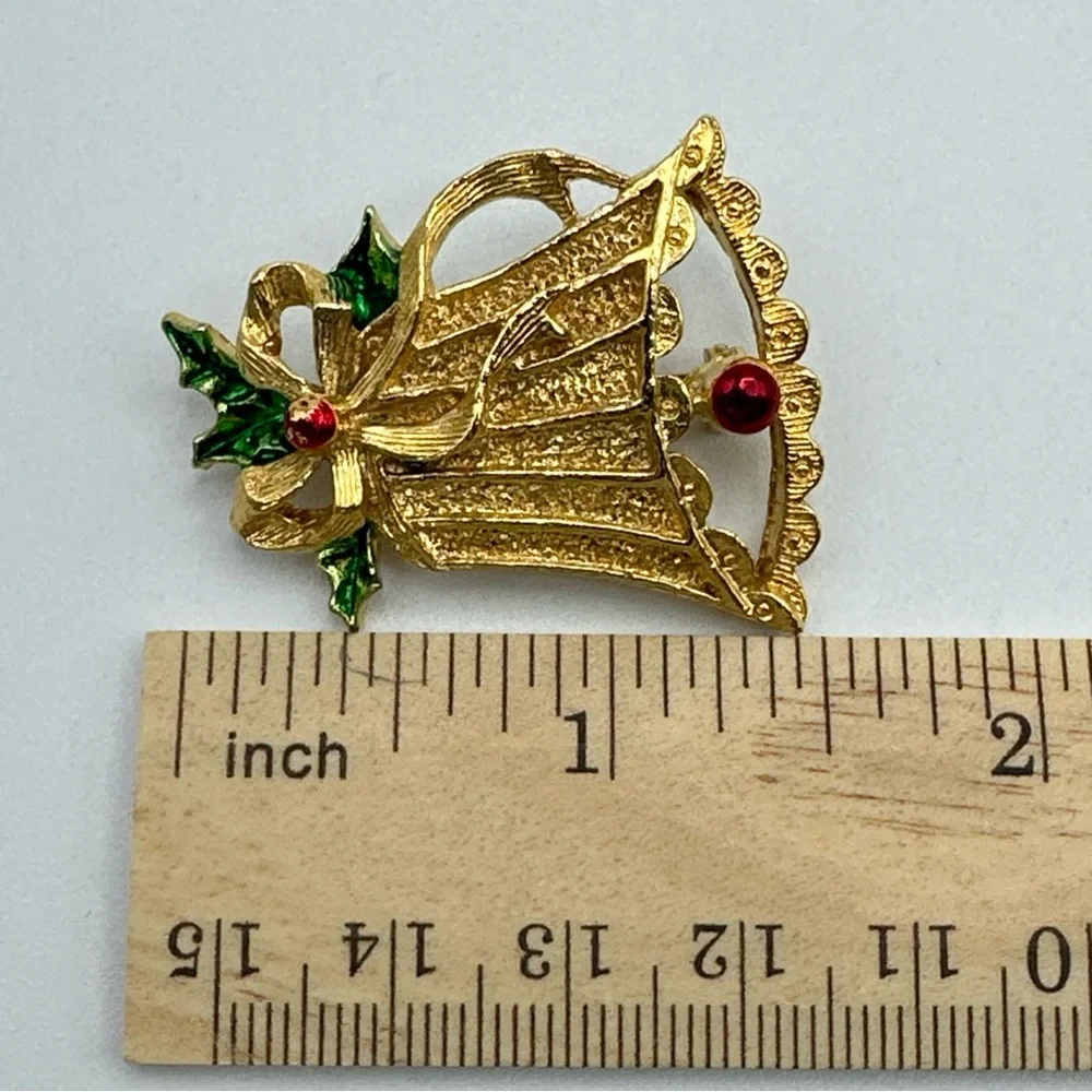 Vintage Christmas‎ Bell Brooch Enamel Jewelry Gerrys #643